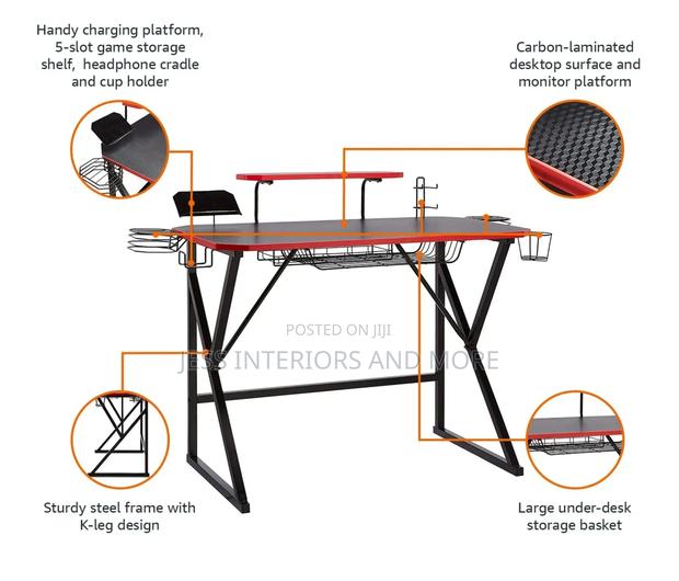 Gaming Computer Desk With Storage Compartments · Photo 4
