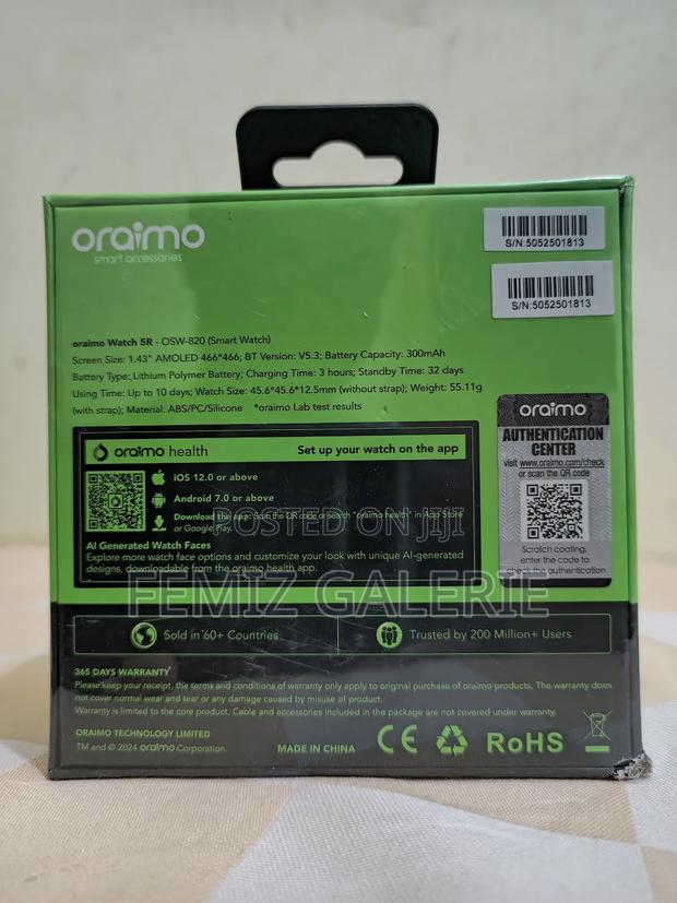 Oraimo Watch 5r 1.43'' Amoled Ip68 Smart Watch · Photo 2