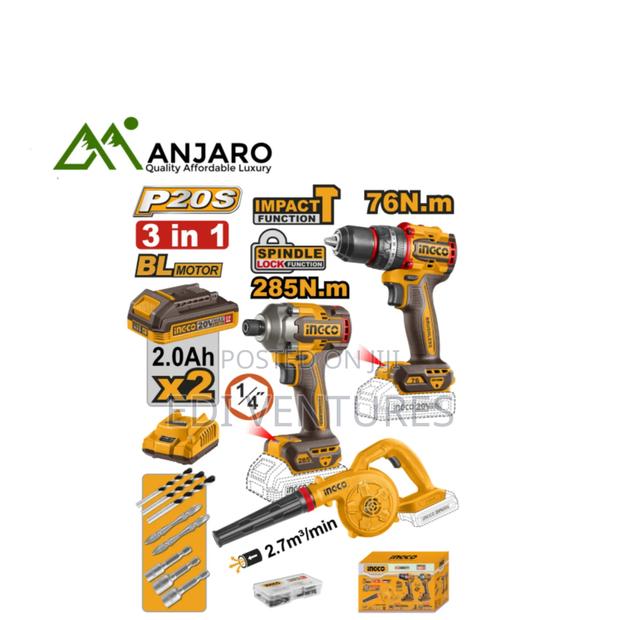 Ingco Cordless 20v Impact Drill Impact Driver 285nm Blower 2 Battery · Photo 2