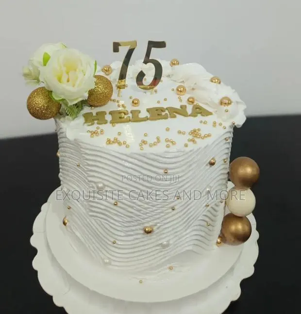 Classy White and Gold Cake for Mum, Order · Photo 1