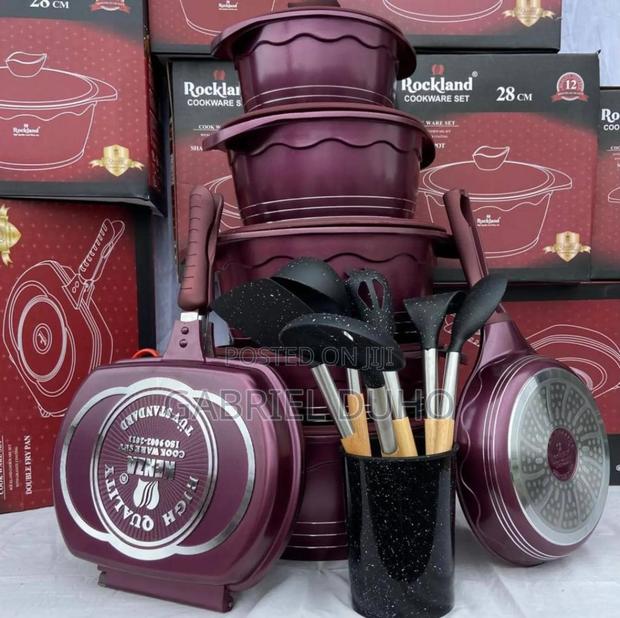 Nonstick Cookware Set With Grill Pan and Silicone Ladle Set · Photo 1