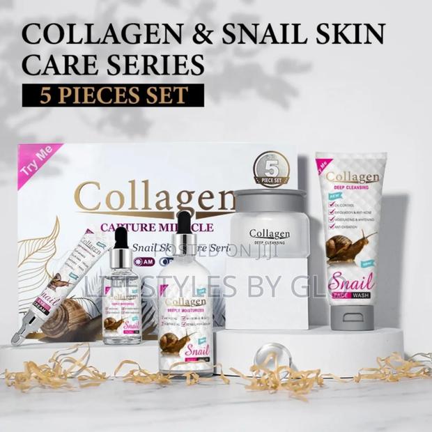Snail Collagen Face Cream, Serum Soap Anti-Aging Anti-Acne 5pcs Set · Photo 1