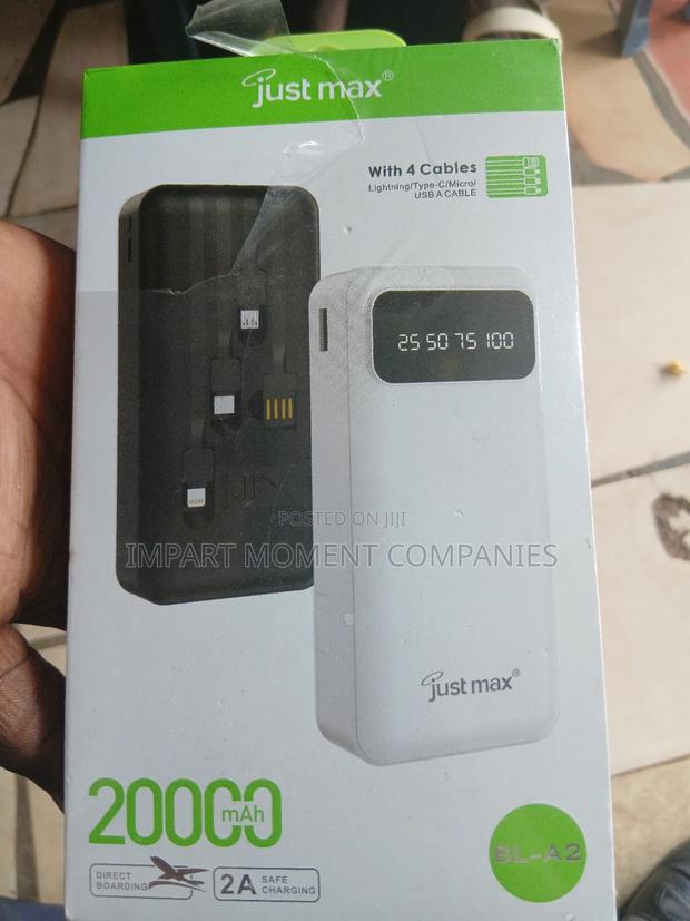 20, 000 Just Max Powerful Power Bank With 4 Cables · Photo 1