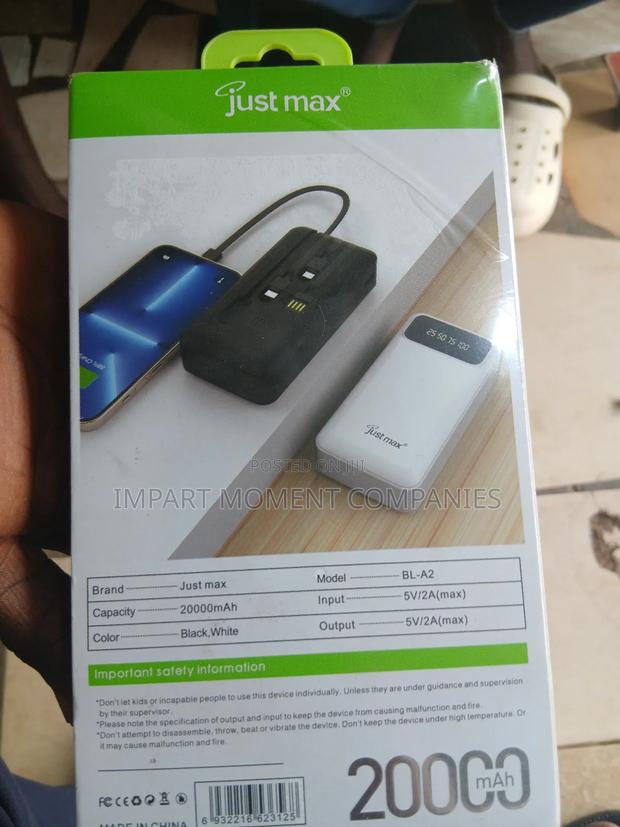 20, 000 Just Max Powerful Power Bank With 4 Cables · Photo 2