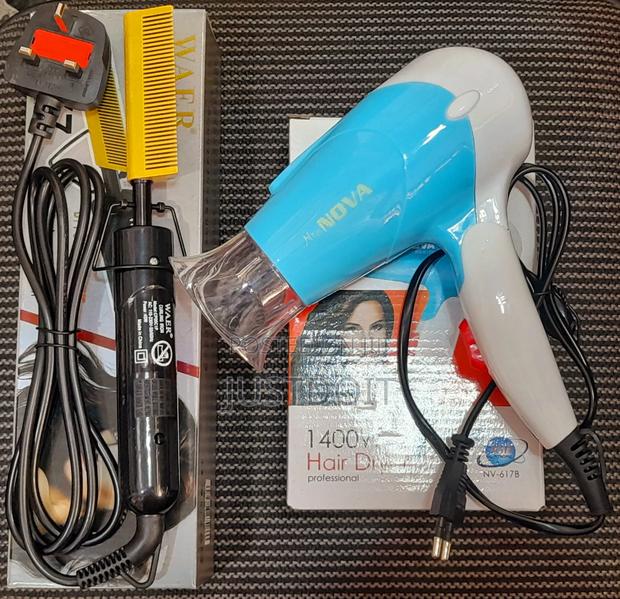 Hot Comb and Blue Hair Dryer Package. · Photo 1