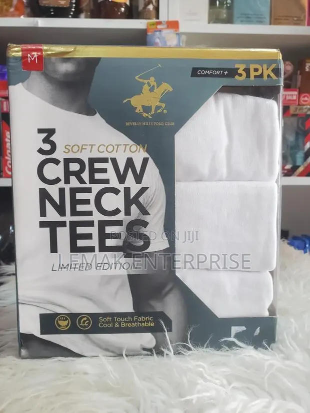 3 Soft Cotton Crew Neck Tees. Medium · Photo 1