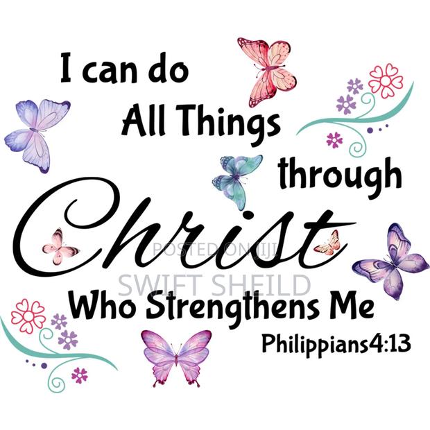 Philippians 4:13 Wall Room Butterfly Decor Sticker · Photo 1