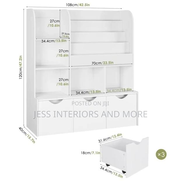 Bookshelf for Nursery Playroom With 3 Removable Bins · Photo 2