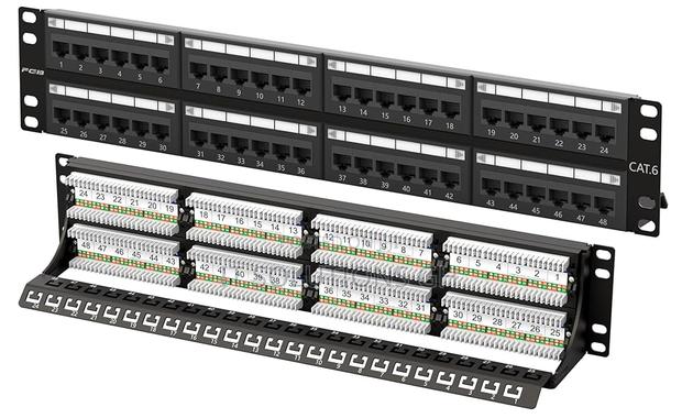 2u 48 Port Cat6 Patch Panel, 19" Rackmount or Wall Mount Patch Panel, · Photo 1