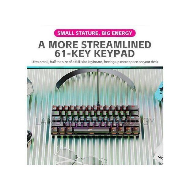 R8 Mechanical Keyboard 61-Key RGB Blue Switch Gaming Black · Photo 3