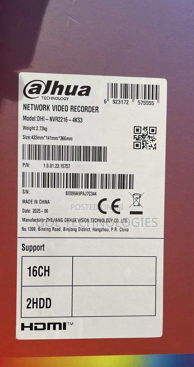 Dahua 16ch Non Poe Network Video Recorder Model: Dhi - Nvr2216 - 4ks3 · Photo 2