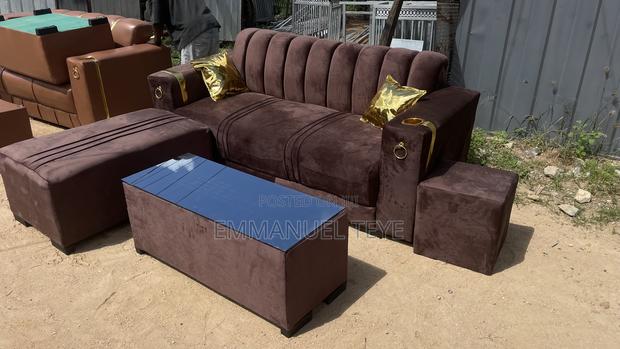 Brown Wish Sofa With Golden Pillows · Photo 1