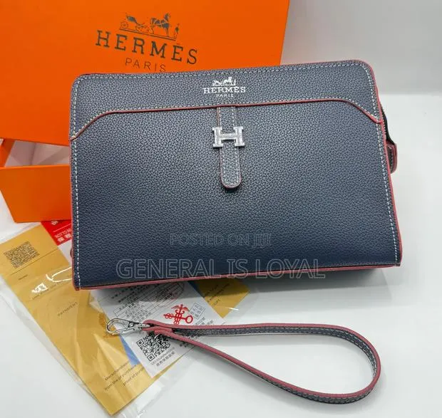 Hermes Navy Blue Leather Purse / Clutches /Hand Bag · Photo 1