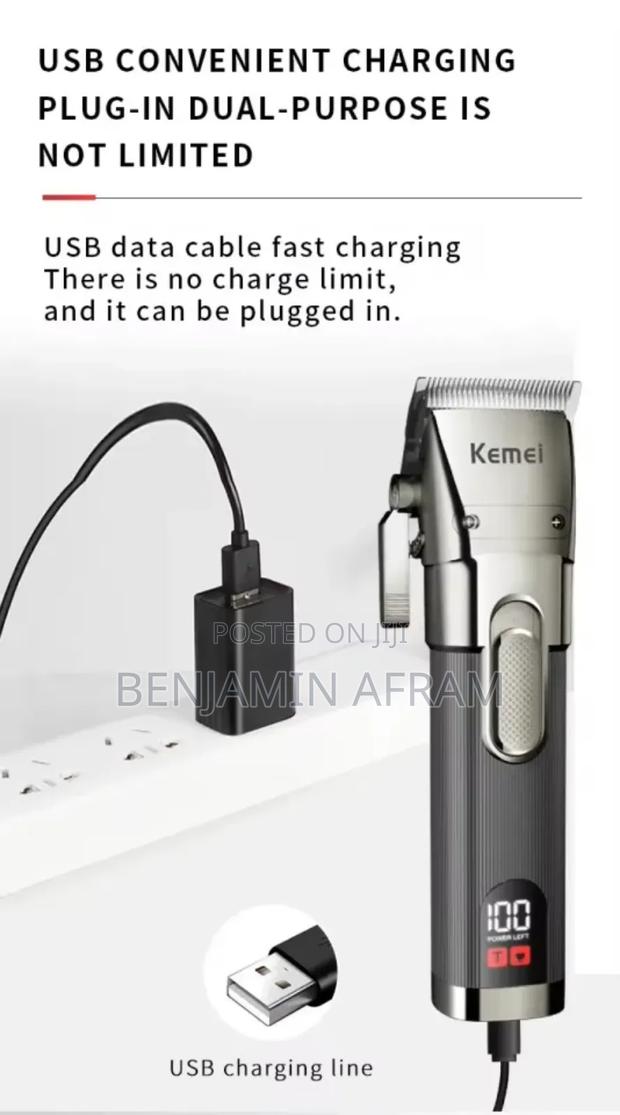 Kemei Rechargeable Cordless Hair Clippers Km-1896 · Photo 2