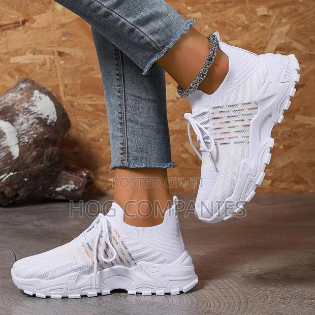 Ladies Lace-Up Striped Sports Shoes - Fast Delivery in 2 Hours · Photo 1