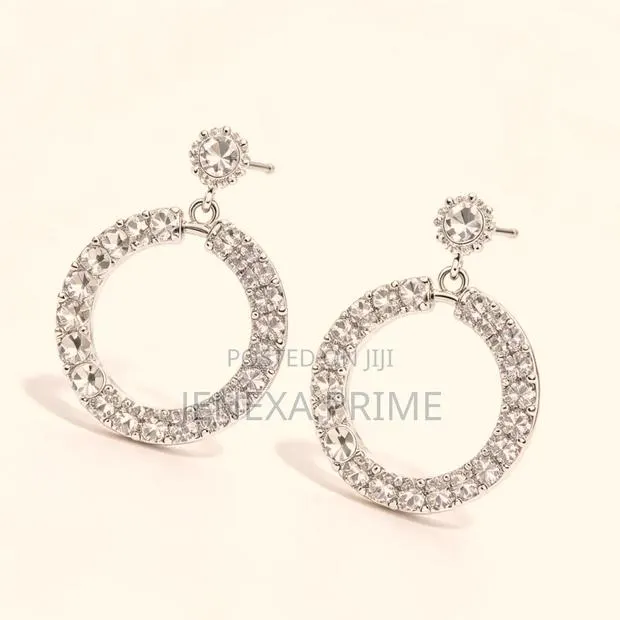 Elegant Silver Crystals Hoop Earrings · Photo 1