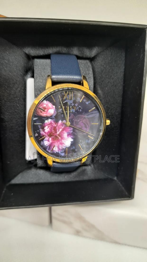 Lipsy Floral Dial Navy Leather Strap Watch · Photo 1