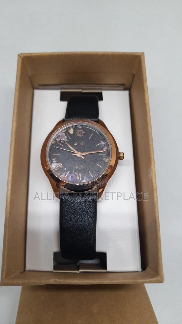 Spirit Solar Floral Dial Black Strap Watch · Photo 1