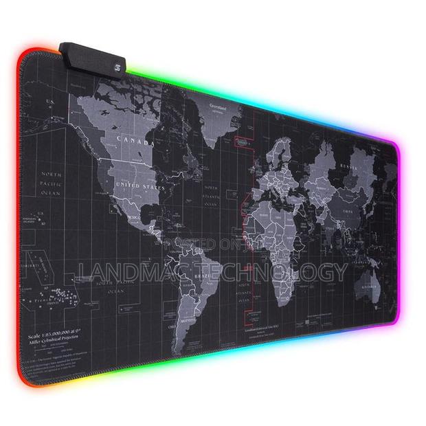 World Map Mouse Mat Design Gamer Computer Extra Large Led Mousepad · Photo 1