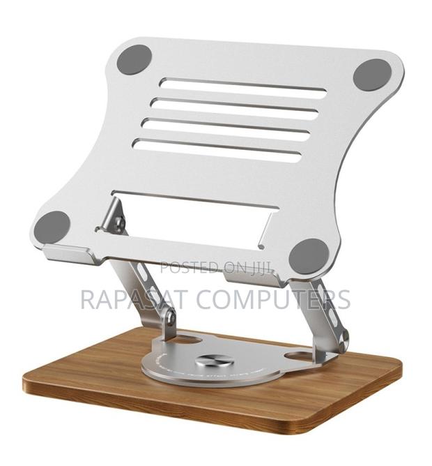 Laptop Stand Metal and Wooden Base (Adjustable and 360 Rotating)J19s · Photo 1