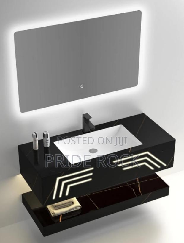Black Vanity Basin, Cabinet Basin With Led Mirror · Photo 1