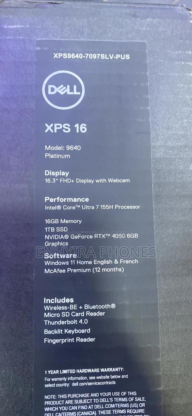 New Laptop Dell XPS 16 9640 16GB Intel Core Ultra 7 SSD 1T · Photo 3