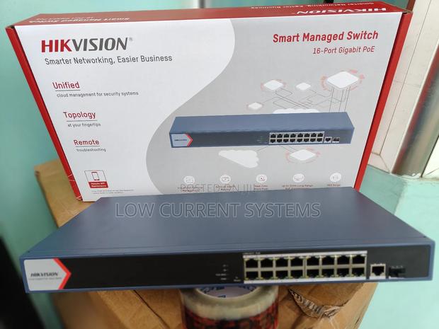 Hikvision 16 Port Smart Gigabit Managed Poe Switch 230w Ds-3e1518p · Photo 1