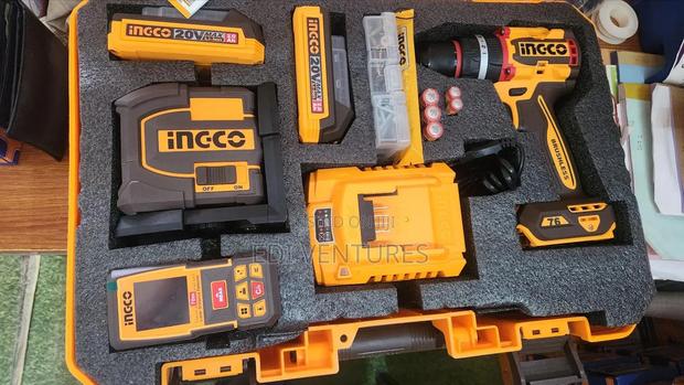 Ingco Cordless Drill 20v 76nm + Laser Level + Laser Distance Detector · Photo 1