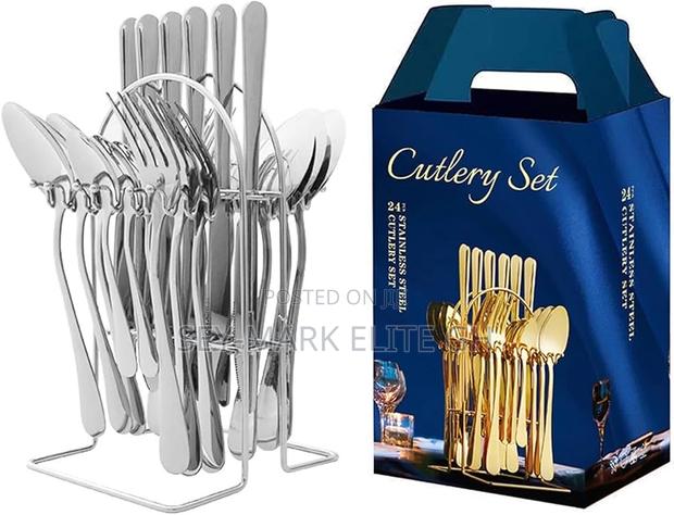 24pcs Cutlery Set Gold Silver · Photo 2
