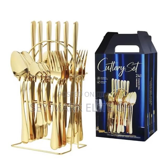 24pcs Cutlery Set Gold Silver · Photo 1