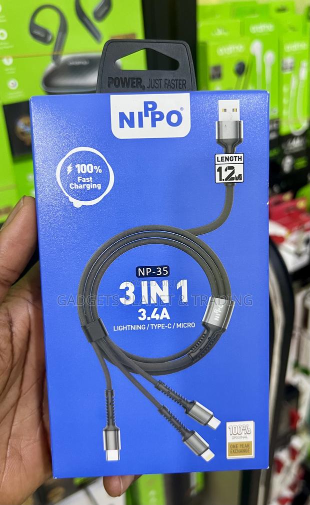 Nippo 3in1 Fast Charging Cable for Lightning Usbc Micro Usb - Np-35 · Photo 2