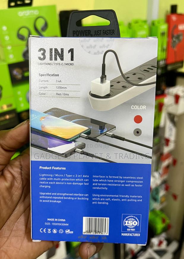 Nippo 3in1 Fast Charging Cable for Lightning Usbc Micro Usb - Np-35 · Photo 3