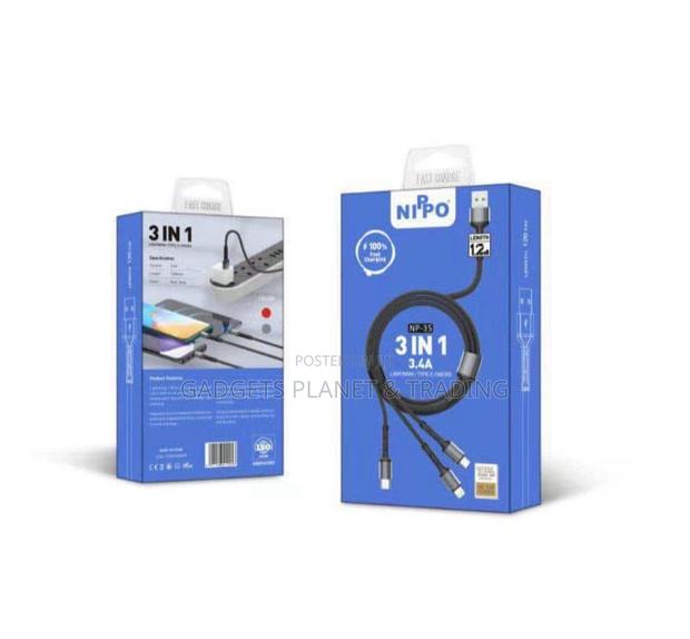 Nippo 3in1 Fast Charging Cable for Lightning Usbc Micro Usb - Np-35 · Photo 1