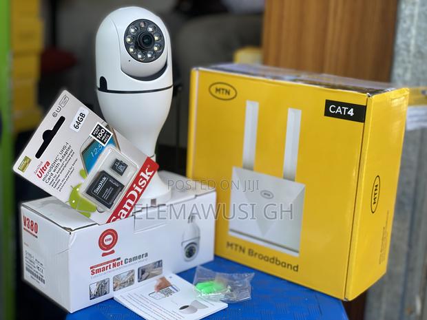 V380pro PTZ Bulb CCTV Camera $ Router Combo Plus Free 64gig Sd Card · Photo 1