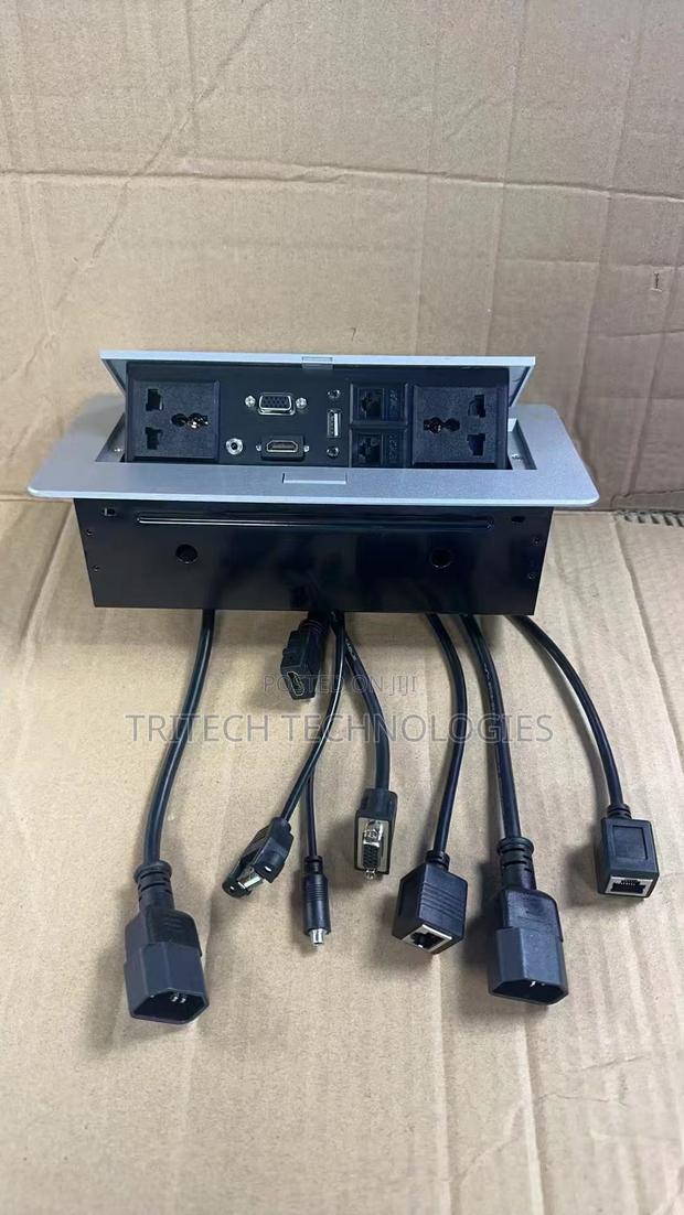 Universal Popup Round Edge Tabletop Desk Power Socket · Photo 3