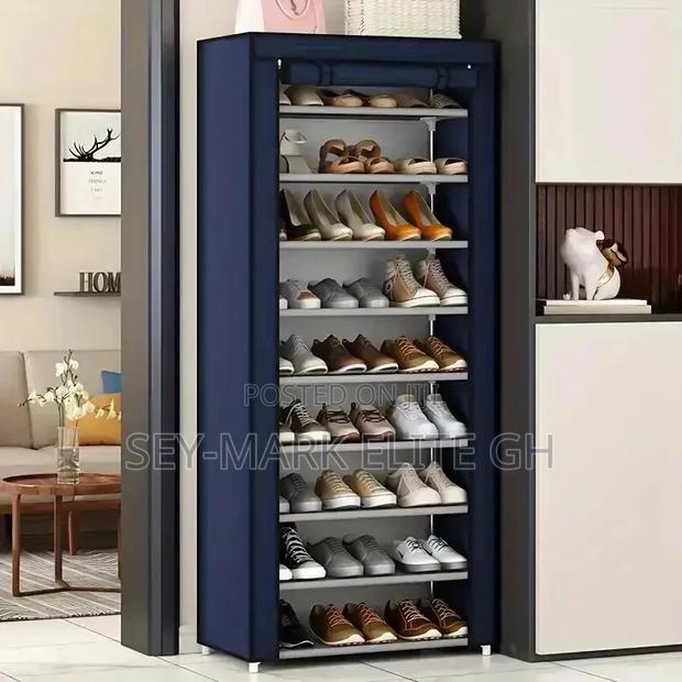 9 Tier Shoe Rack Covered · Photo 1