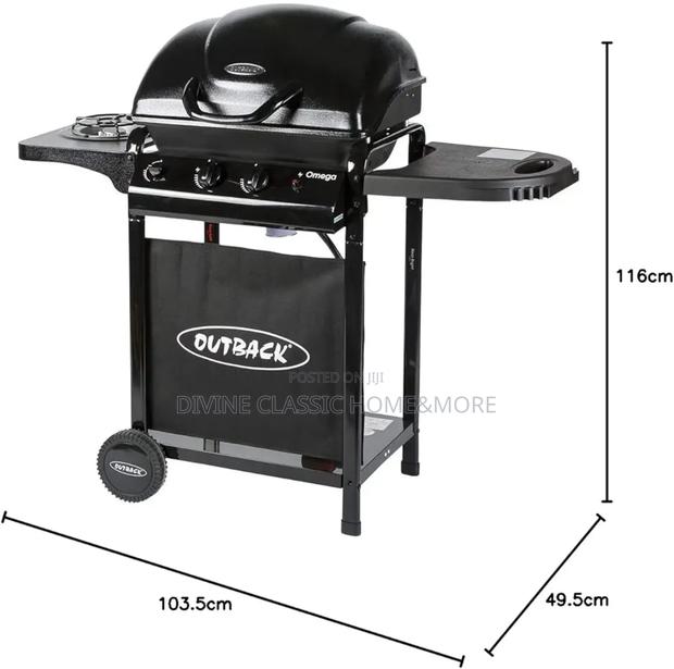 2 Burner Outback Omega 250 Gas Barbecue + Side Burner – Black · Photo 4