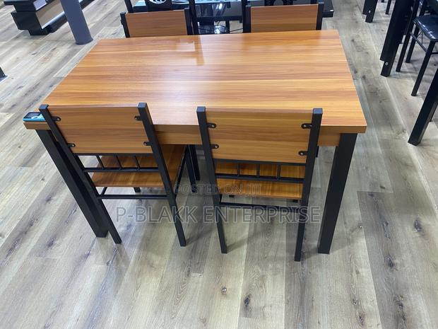Wood Color Wooden Dining Table With 4chairs · Photo 1