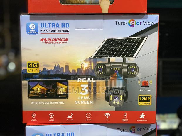 3 Lens (Triple Lens) 4g Solar-Powered PTZ Outdoor CCTV Camera V380pro · Photo 1