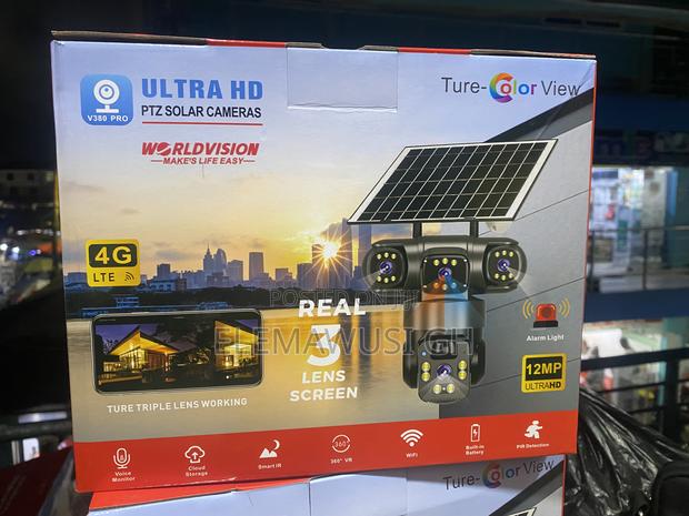 3 Lens (Triple Lens) 4g Solar-Powered PTZ Outdoor CCTV Camera V380pro · Photo 2