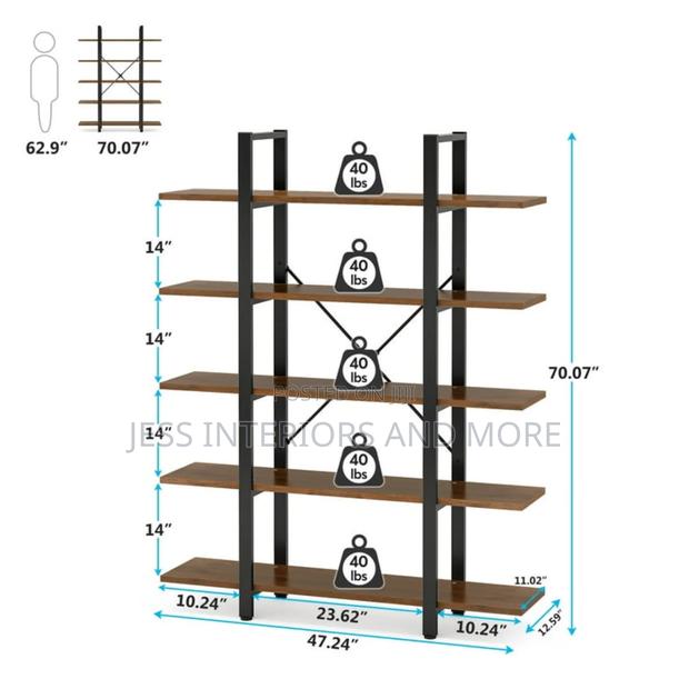 5-Tier Bookshelf, (Industrial) · Photo 2