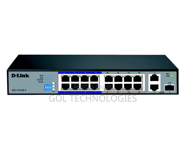 D-Link 16-Port 10/100 Long Range Poe+ Surveillance Switch Des-F1016p-E · Photo 3