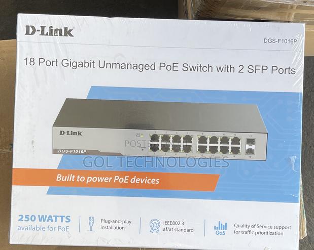 Dlink DGS-F1016p 16-Port Gigabit Unmanaged Poe Switch With 2 SFP Ports · Photo 2