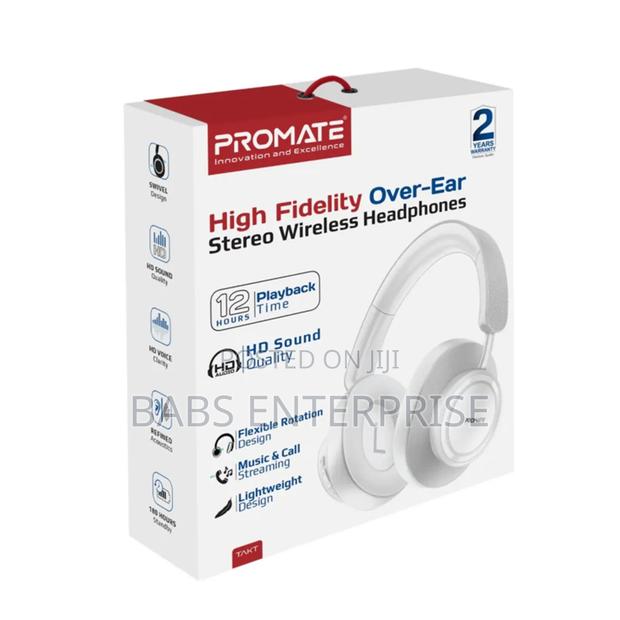 Promate Takt High Fidelity Over-ear Stereo Wireless Headphones – White · Photo 4