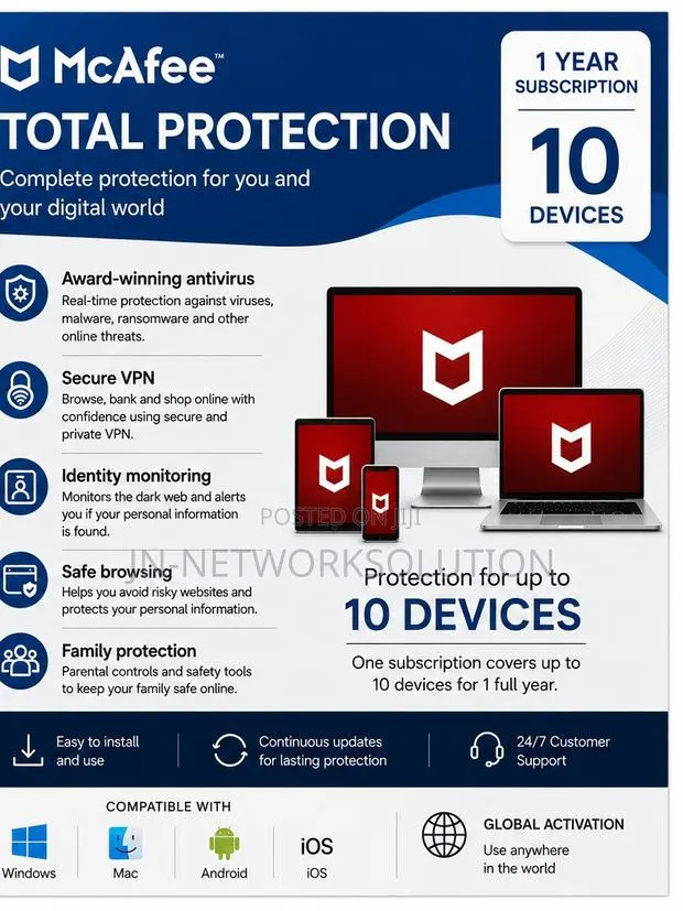 McAfee Total Protection 1 Year 10 Device Global · Photo 1