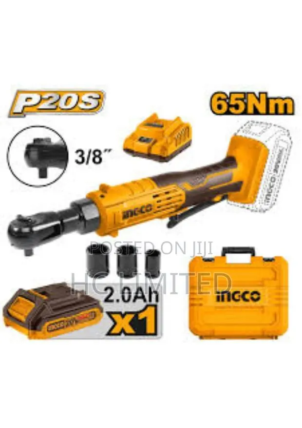 Ingco 20v Cordless Ratchet Wrench 65nm Battery Charger- Cdrli · Photo 1