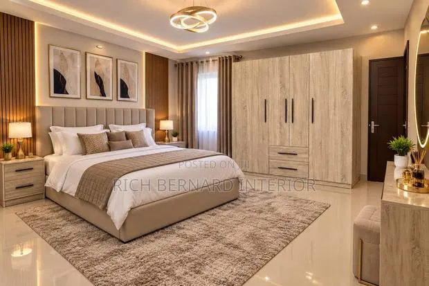 Modern Luxury Bedroom Set – Queen Size Bed Wardrobe · Photo 1