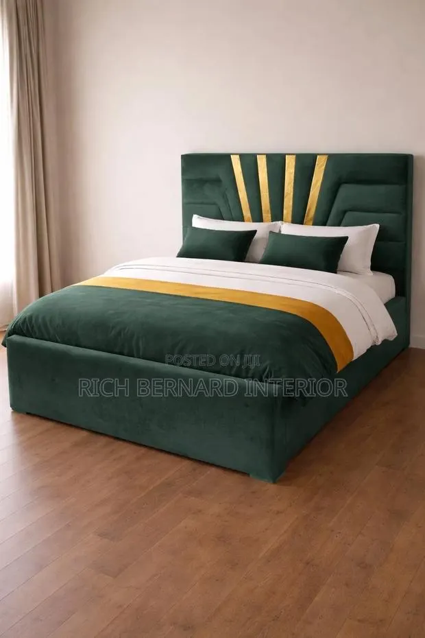 Luxury Green Velvet Double Bed Frame · Photo 1