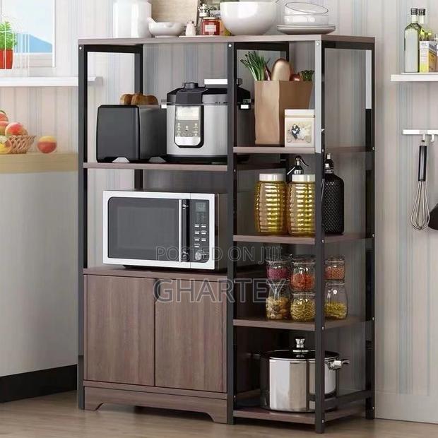Modern Industrial Kitchen Storage Rack With Microwave Stand Cabinet · Photo 1