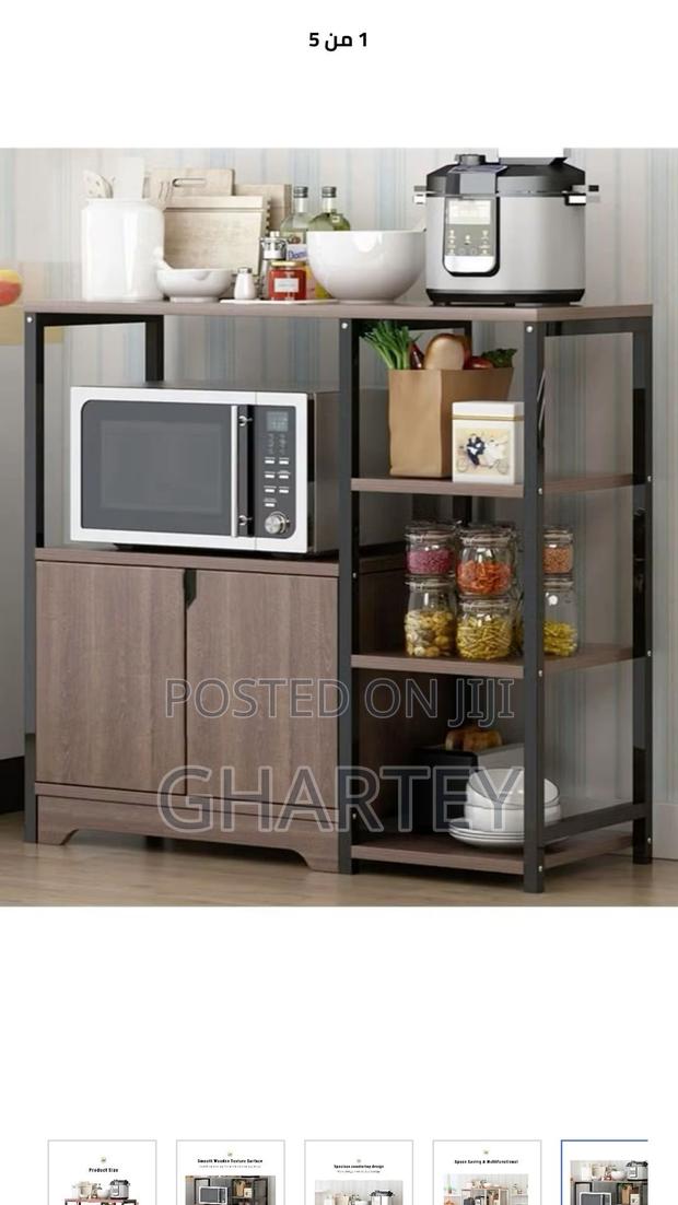 Modern Industrial Kitchen Storage Rack With Microwave Stand Cabinet · Photo 2